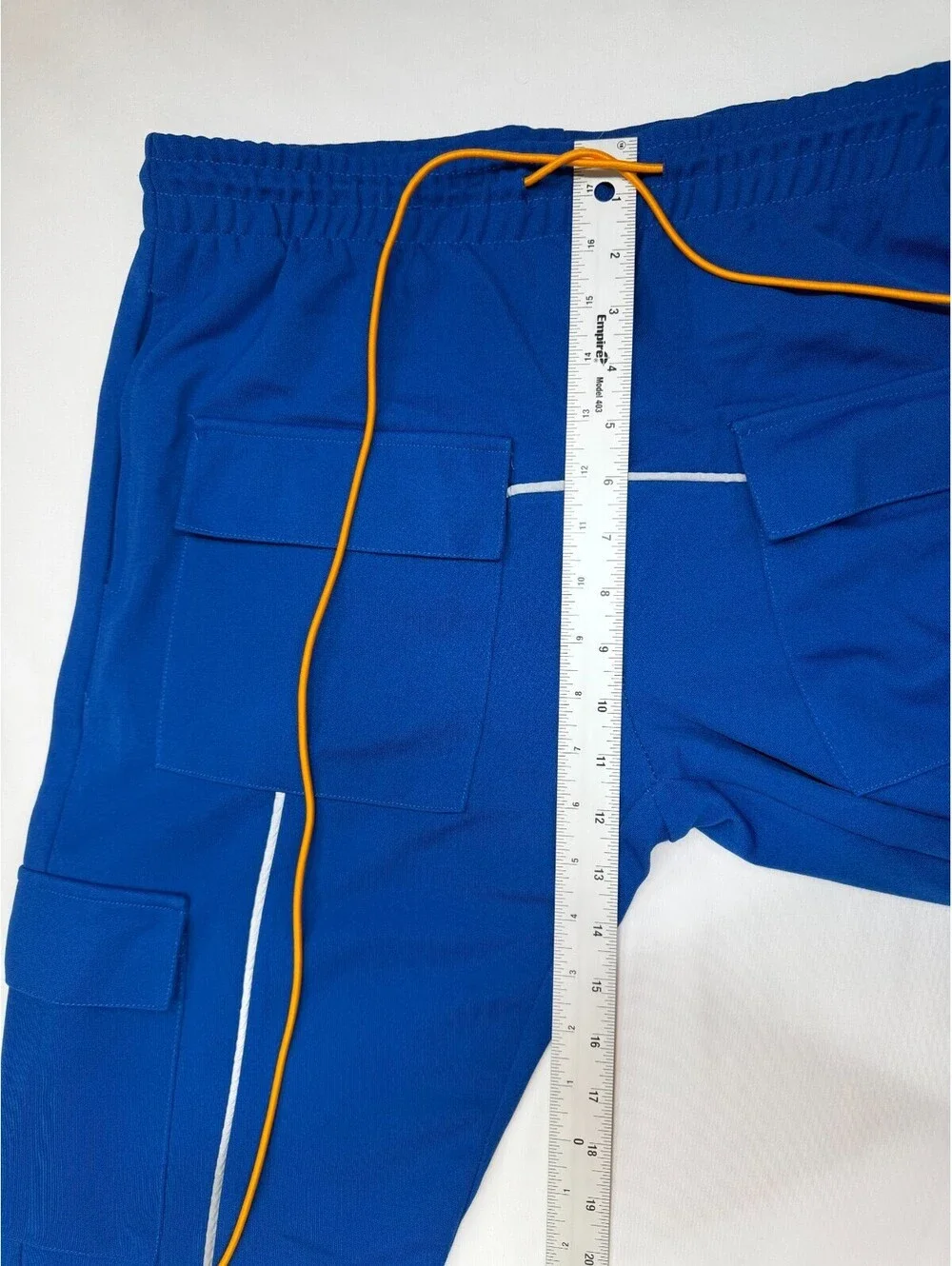 EPTM Men's Pants Cargo Pocket Drawstring Flat Front Mid Rise Size 34 Blue
